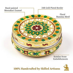Meenakari Dry Fruit Box | Handcrafted Steel Container with Meenakari Art | Festive Gift Box for Diwali, Wedding & Corporate Gifting